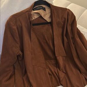 Zara Brown Blazer Classic Suit Jacket